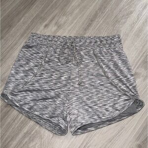 BlevonH Womens Space Dye Athletic Shorts Grey White Liner Drawstring Small